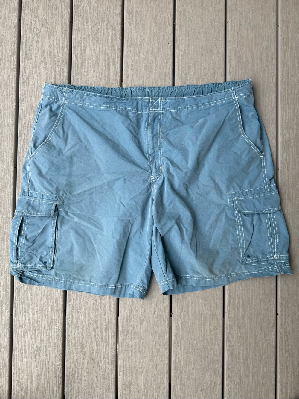 L.L.Bean Men’s 44W Blue Cargo Swim Trunks Mesh Lined Board Shorts